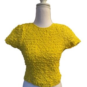 Free People Bright Yellow Textured Crop Top
